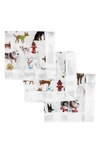 Little Unicorn 3-pack Print Cotton Muslin Blankets In Woof