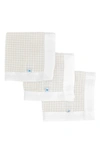 Little Unicorn 3-pack Print Cotton Muslin Blankets In Tan Gingham