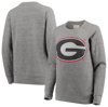 Pressbox Women's  Heathered Gray Georgia Bulldogs Big Team Logo Knobi Fleece Tri-blend Crew Neck Swea In Heather Gray