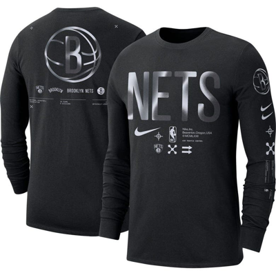Nike Brooklyn Nets  Men's Nba Long-sleeve T-shirt In Black