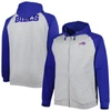 PROFILE HEATHER GRAY BUFFALO BILLS BIG & TALL FLEECE RAGLAN FULL-ZIP HOODIE JACKET