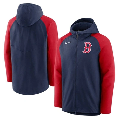NIKE NIKE NAVY/RED BOSTON RED SOX AUTHENTIC COLLECTION PERFORMANCE RAGLAN FULL-ZIP HOODIE