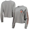 47 '47 HEATHERED GRAY CLEMSON TIGERS ULTRA MAX PARKWAY LONG SLEEVE CROPPED T-SHIRT