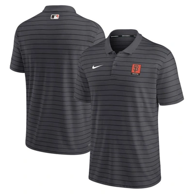 NIKE NIKE ANTHRACITE SAN FRANCISCO GIANTS AUTHENTIC COLLECTION STRIPED PERFORMANCE PIQUE POLO