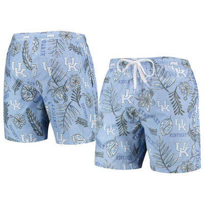Wes & Willy Men's  Light Blue Kentucky Wildcats Vintage-like Floral Swim Trunks