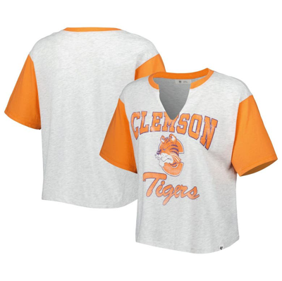 47 ' Grey/orange Clemson Tigers Dolly Cropped V-neck T-shirt