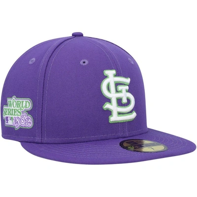 NEW ERA NEW ERA PURPLE ST. LOUIS CARDINALS LIME SIDE PATCH 59FIFTY FITTED HAT