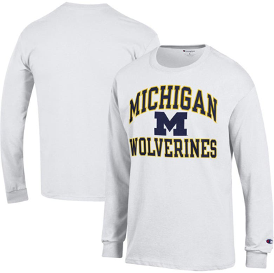 Champion White Michigan Wolverines High Motor Long Sleeve T-shirt