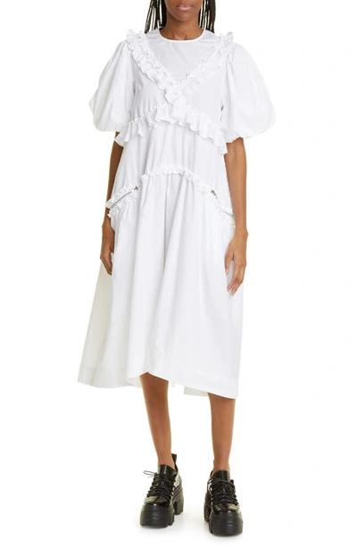 Simone Rocha Cotton Midi Dress In White