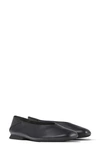 Camper Camelia Apple Skin Ballerina Flats In Black Smooth