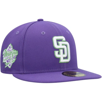NEW ERA NEW ERA PURPLE SAN DIEGO PADRES LIME SIDE PATCH 59FIFTY FITTED HAT