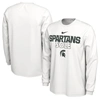 NIKE WHITE MICHIGAN STATE SPARTANS 2023 ON COURT BENCH LONG SLEEVE T-SHIRT
