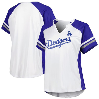 Profile White/royal Los Angeles Dodgers Plus Size Notch Neck T-shirt