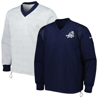Nike Men's  Navy, Silver Dallas Cowboys Sideline Team Id Reversible Pullover Windshirt In Navy,silver