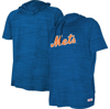 STITCHES YOUTH STITCHES HEATHER ROYAL NEW YORK METS RAGLAN SHORT SLEEVE PULLOVER HOODIE