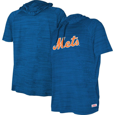 Stitches Kids' Youth  Heather Royal New York Mets Raglan Short Sleeve Pullover Hoodie