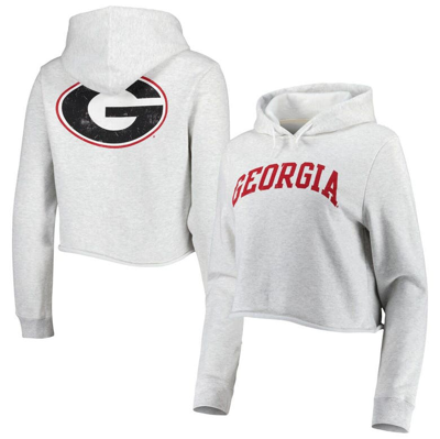 League Collegiate Wear Ash Georgia Bulldogs 2-hit 1636 Cropped Pullover Hoodie