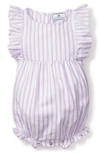 Petite Plume Girls' Lavender French Ticking Ruffled Romper - Baby In Purple