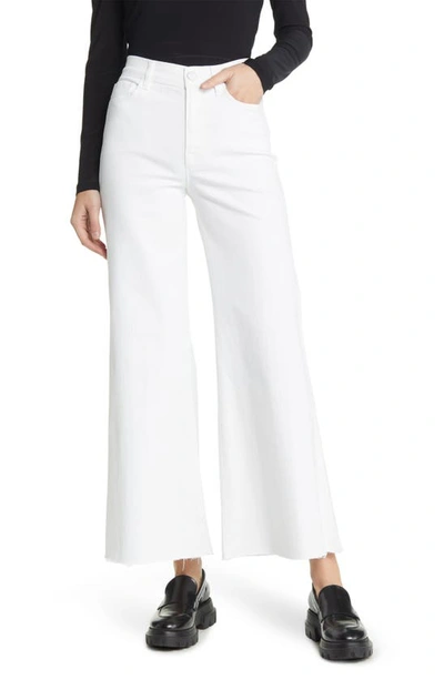 Frame Le Palazzo Raw Hem Wide Leg Jeans In Blanc