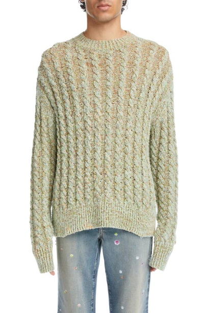 Acne Studios Kermes Contrast-pattern Cable-knit Relaxed-fit Knitted Jumper In Mint Green