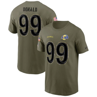 NIKE NIKE AARON DONALD OLIVE LOS ANGELES RAMS 2022 SALUTE TO SERVICE NAME & NUMBER T-SHIRT