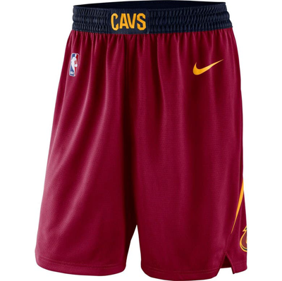 Nike Wine Cleveland Cavaliers Icon Swingman Basketball Shorts In Red