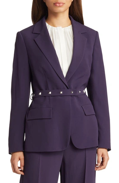 Hugo Boss Jiriva Belted Blazer In Dark Plum