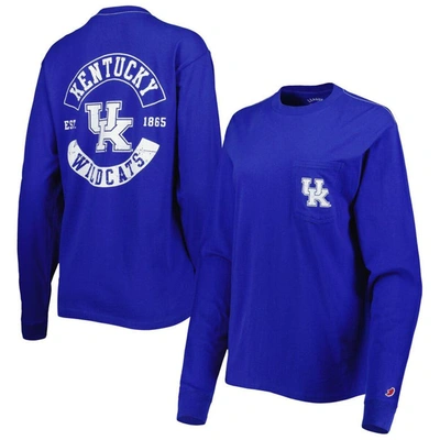 League Collegiate Wear Royal Kentucky Wildcats Oversized Pocket Long Sleeve T-shirt