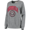 PRESSBOX PRESSBOX HEATHERED GRAY GEORGIA BULLDOGS EDITH VINTAGE KNOBI PULLOVER SWEATSHIRT