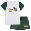 CONCEPTS SPORT CONCEPTS SPORT WHITE/GREEN GREEN BAY PACKERS PLUS SIZE DOWNFIELD T-SHIRT & SHORTS SLEEP SET