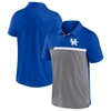 FANATICS FANATICS BRANDED ROYAL/HEATHERED GRAY KENTUCKY WILDCATS SPLIT BLOCK COLOR BLOCK POLO