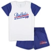 CONCEPTS SPORT CONCEPTS SPORT WHITE/ROYAL BUFFALO BILLS PLUS SIZE DOWNFIELD T-SHIRT & SHORTS SLEEP SET