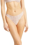 Natori Lush Lace-front Thong In Rose/ White