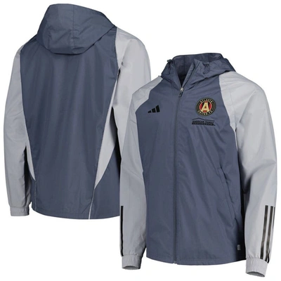 Adidas Originals Adidas Charcoal Atlanta United Fc All-weather Raglan Hoodie Full-zip Jacket