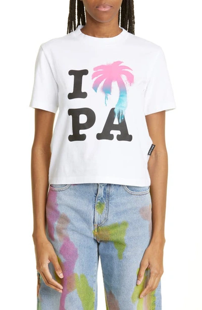 Palm Angels I Love Pa Cotton Jersey T-shirt In White