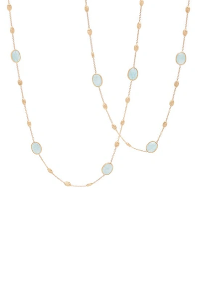 Marco Bicego 18k Yellow Gold Siviglia Aquamarine Beaded Strand Necklace, 36l In Blue