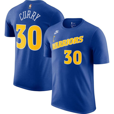 Nike Men's  Stephen Curry Royal Golden State Warriors Icon 2022/23 Name And Number Performance T-shir In Blue/yellow