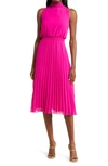 Sam Edelman Smocked Pleat Sleeveless Midi Dress In Pretty Pink