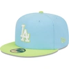 New Era Men's  Light Blue, Neon Green Los Angeles Dodgers Spring Color Two-tone 59fifty Fitted Hat In Light Blue