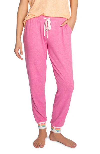 Pj Salvage Fresh & Fruity Banded Hem Pants In Hot Pink