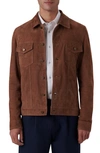Bugatchi Suede Shirt Jacket In Tobacco