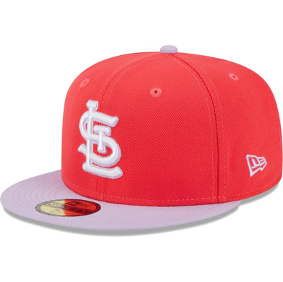 New Era Men's  Red, Lavender St. Louis Cardinals Spring Color Two-tone 59fifty Fitted Hat In Red,lavender