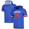 PRO STANDARD PRO STANDARD JOEL EMBIID ROYAL PHILADELPHIA 76ERS NAME & NUMBER SHORT SLEEVE PULLOVER HOODIE