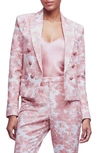 L AGENCE BROOKE DOUBLE BREASTED PRINT CROP BLAZER