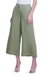 L Agence Henderson Crop Wide Leg Linen Pants In Soft Army