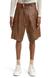 JW ANDERSON TWISTED LAMBSKIN LEATHER SHORTS