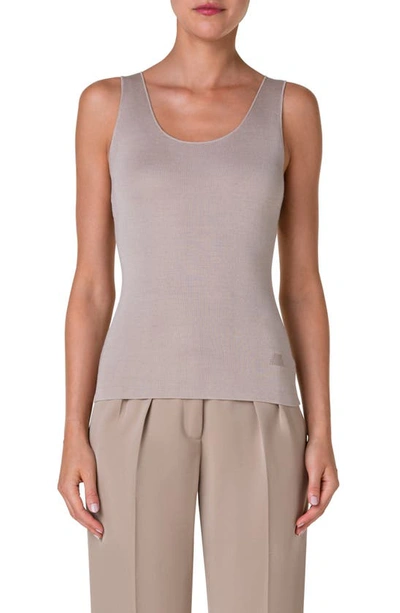 Akris Stretch Silk Tank Top In Sand