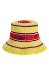 Stella Mccartney Logo Stripe Crochet Bucket Hat In Pink