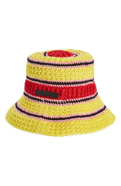 Stella Mccartney Logo Stripe Crochet Bucket Hat In Pink