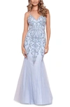 XSCAPE XSCAPE EMBELLISHED MESH MERMAID GOWN